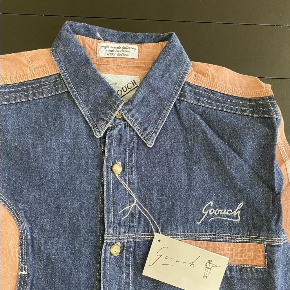 Goouch Mens Vintage Denim Vest Single Needle Stitc